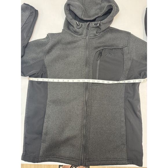 Reebok Men's Softshell Hoodie Jacket Black Gray Fleece Large - Picture 3 of 11